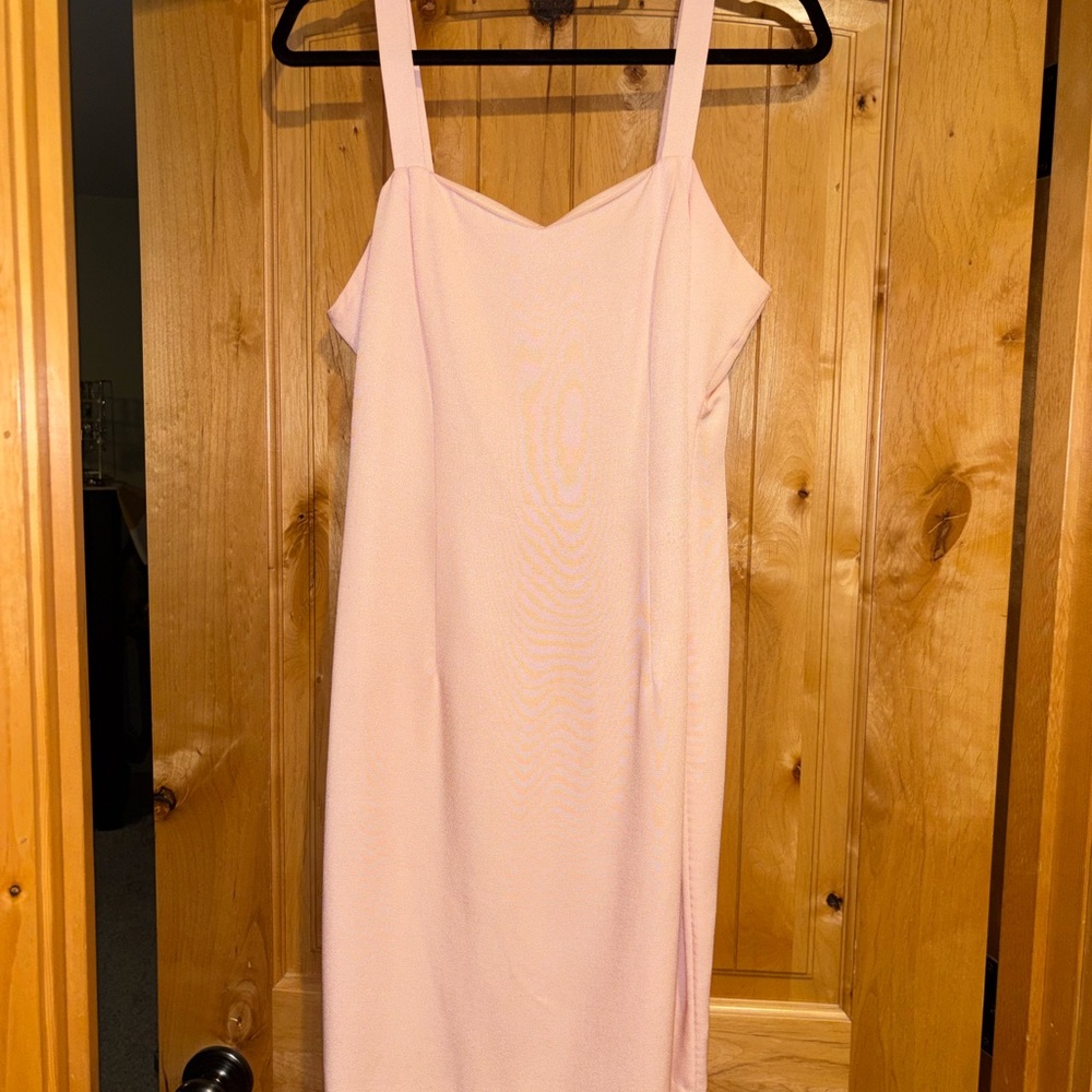 Sleeveless Light Pink Midi Slip Dress